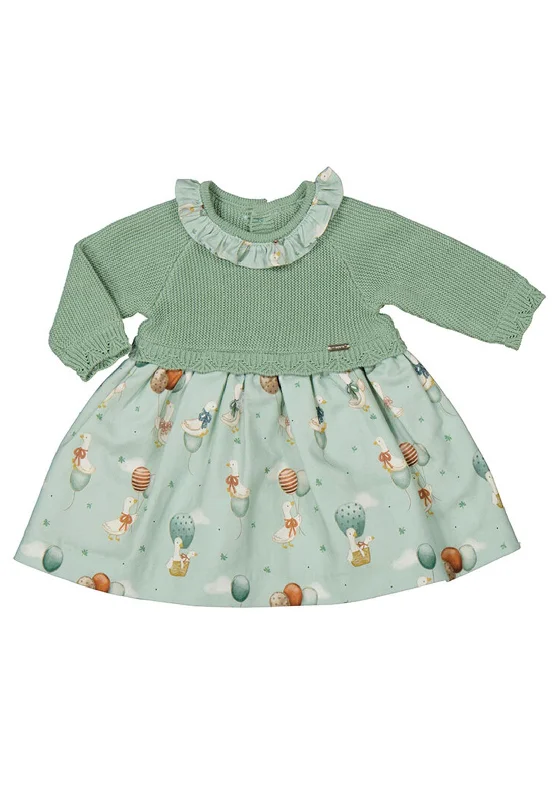 Mayoral Baby Girl Frill Collar Goose Dress, Green