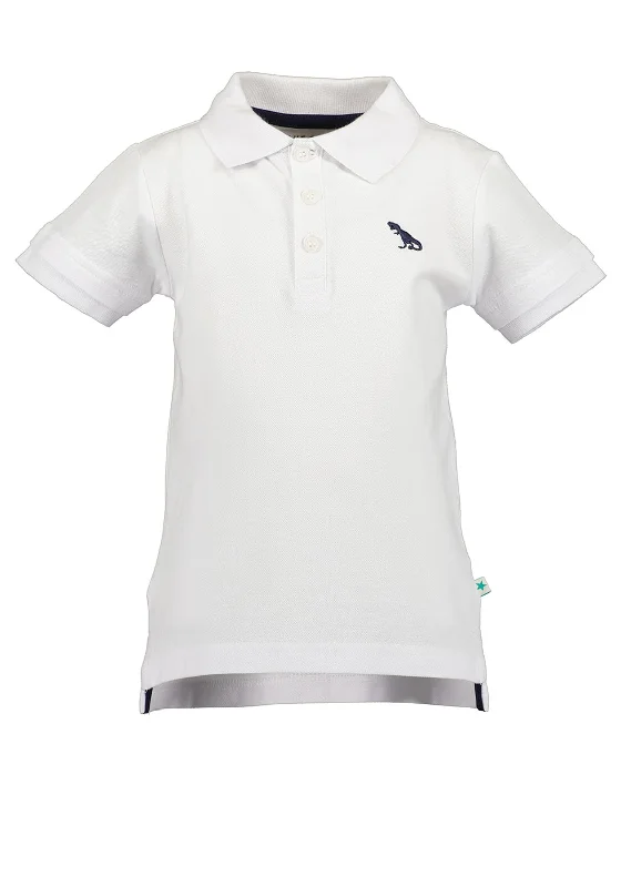 Blue Seven Boy Short Sleeve Dino Polo, WhitePastel polo shirt