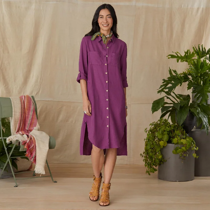 2-pocket Roll-tab Shirt Dress