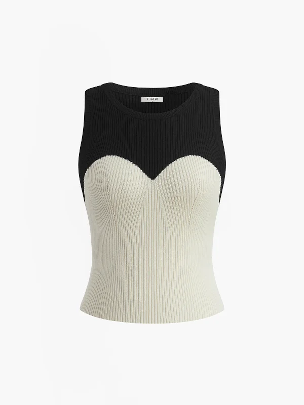 Contrast Trim Slim Sweater Vest