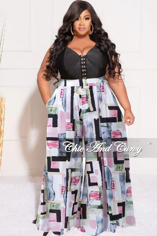 Final Sale Plus Size Palazzo Pants in Geometric PrintWomen's sleeveless tops