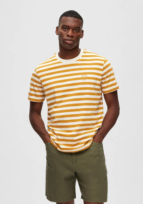 Selected Homme Ricky Stripe T-Shirt, Egret & Harvest