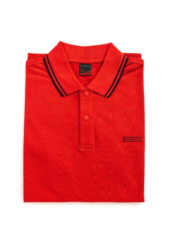 Bugatti Stripe Contrast Polo Shirt, RedAbstract polo shirt