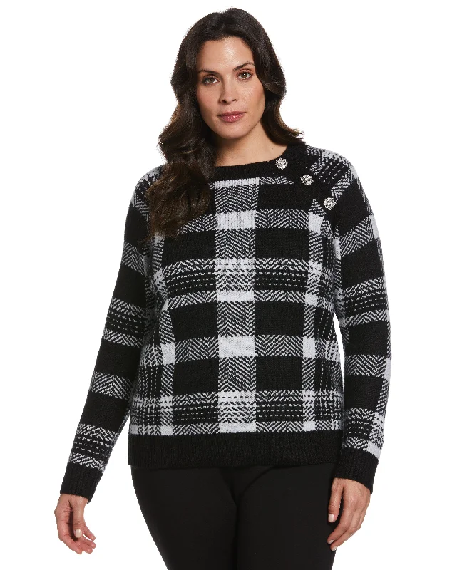 Plus Size Button Trim SweaterKnitted Shirt