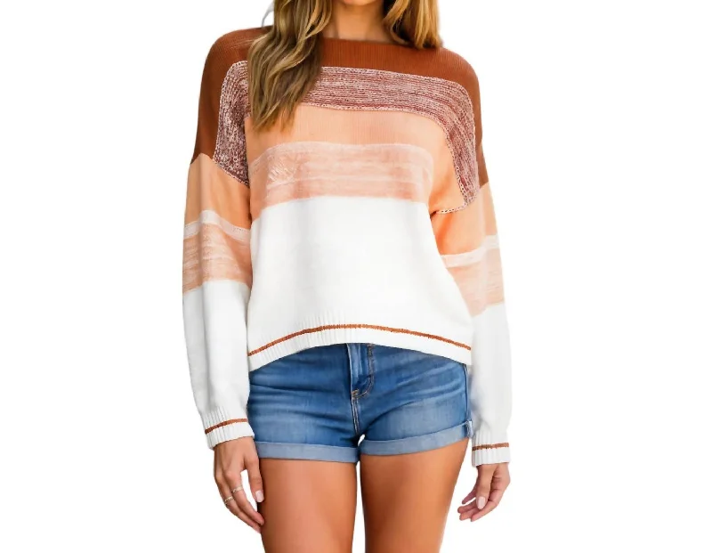 Colorblock Knit Sweater With Relaxed Fit And Ribbed Cuffs In MulticolorRecycled Fabric Knit Tops