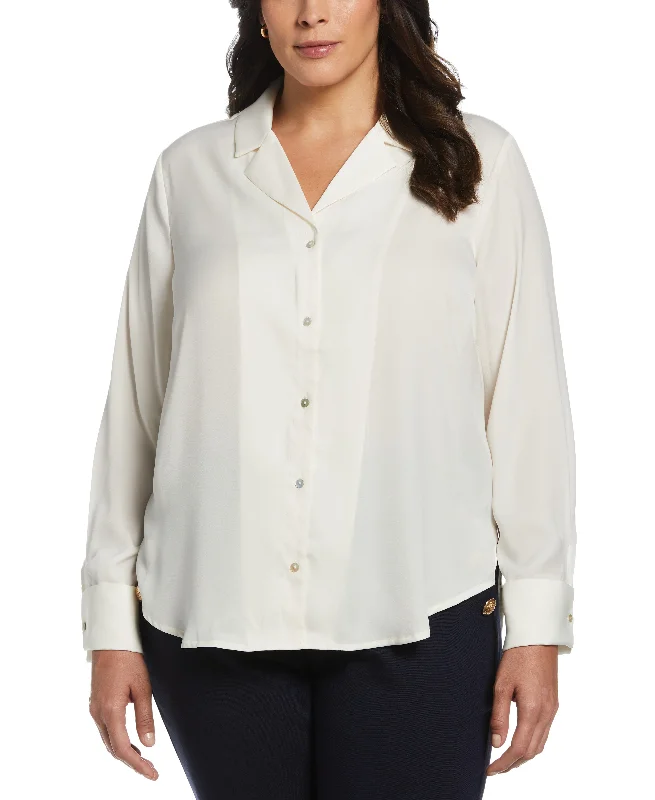 Plus Size Notch Collar BlouseLarge women's oversize tops