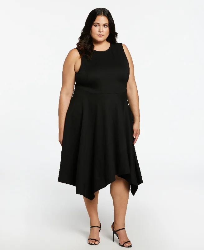 Plus Size Draped Skirt Sleeveless Ponte DressLarge women's sweat-wicking tops