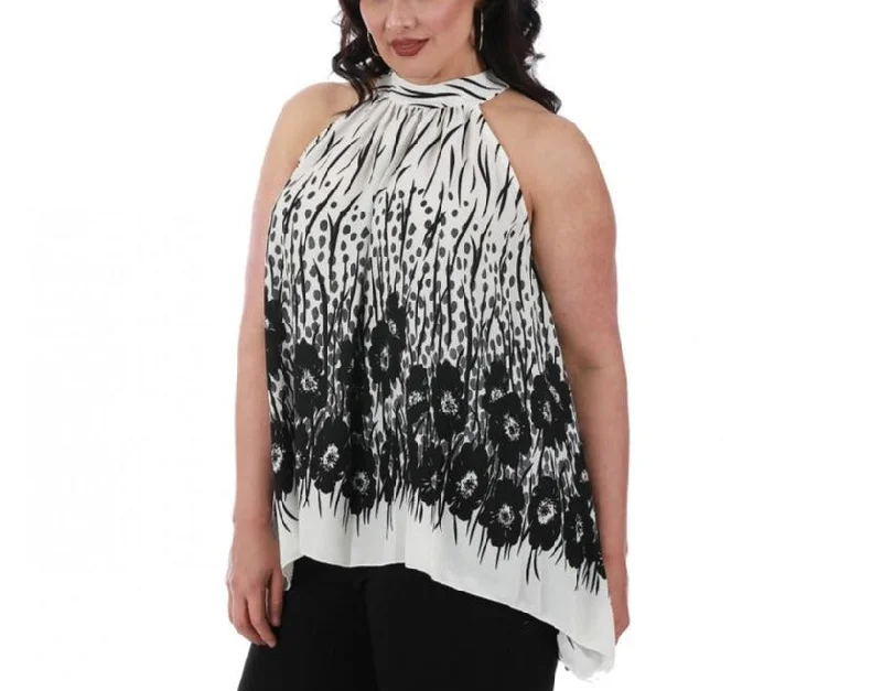 Curvy Plus Size Trapeze Printed Fashion Top 3531048CPlus size women's sports tops