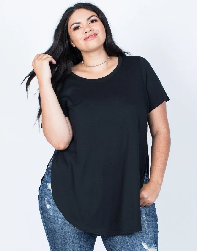 Plus Size Jamie Slit TeePlus size women's cotton tops