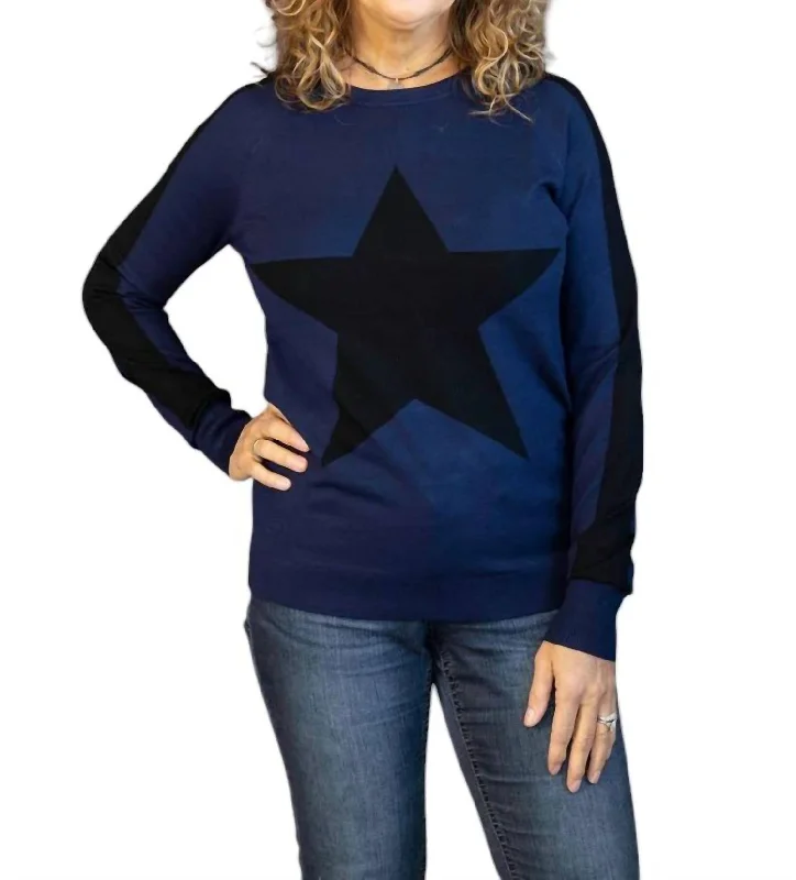 Star Crew Neck Sweater In NavySummer Knit Tops