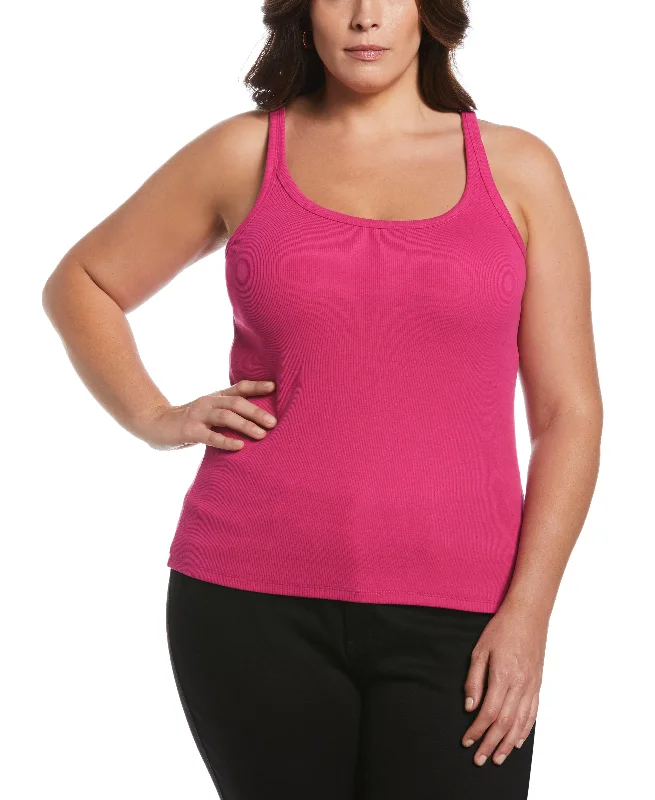 Plus Size Ribbed Tank TopPlus size women's elegant tops