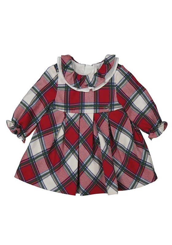 Mayoral Baby Girl Plaid Long Sleeve Dress, Red