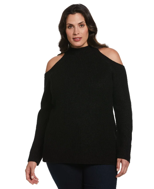 Plus Size Cold Shoulder Sweater TunicPlus size women's off-the-shoulder tops