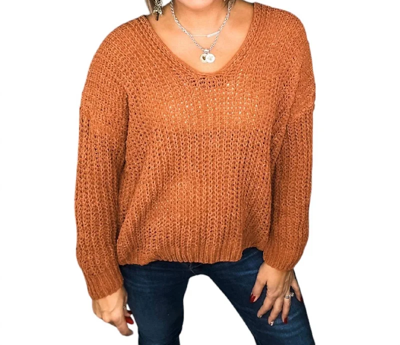 Such A Steal Sweater In RustStatement Knit Tops