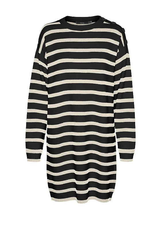 Vero Moda Saba Striped Jumper Dress, Black and Cream