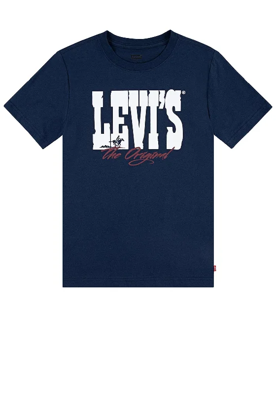 Levi’s Boys Yee Haw Short Sleeve Tee, Dress Blues