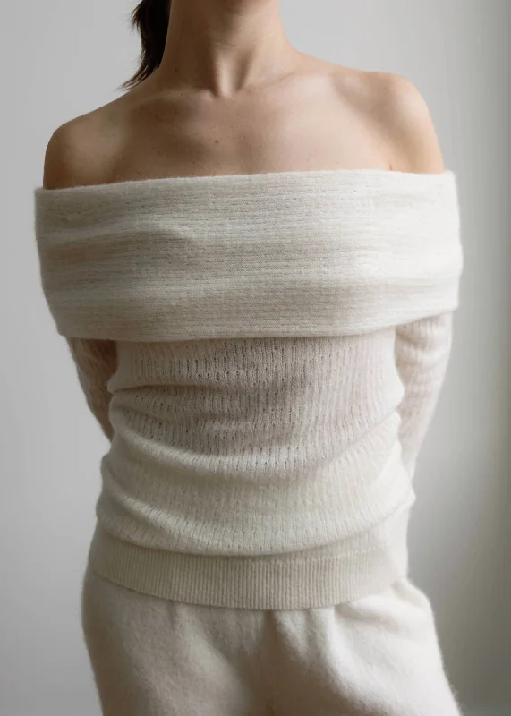 Stella Sweater In WhiteAsymmetrical Knit Tops