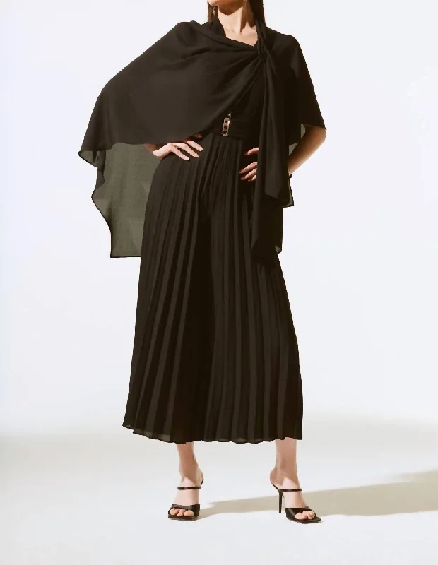 Georgette Flowy Poncho In BlackRetro Knit Tops