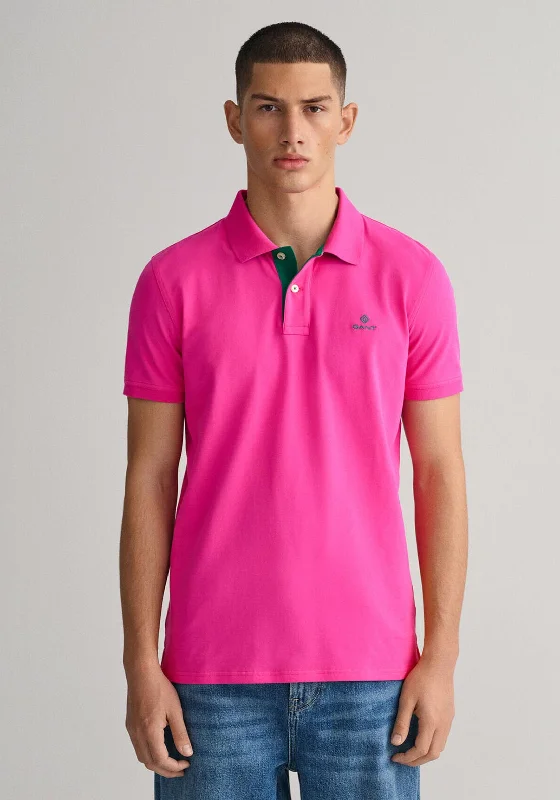 Gant Contrast Collar Pique Polo Shirt, Hyper PinkCasual polo shirt