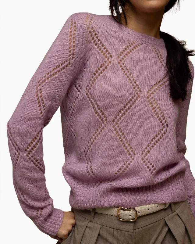 Vivienne Cashmere Crew Sweater In LilacLace Knit Tops