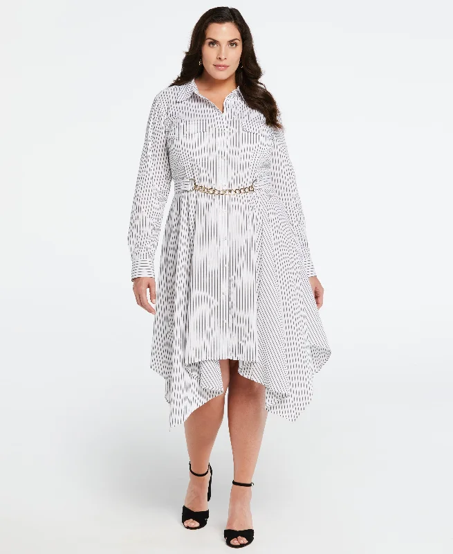 Plus Size Handkerchief Dress with Chain BeltWomen's winter tops