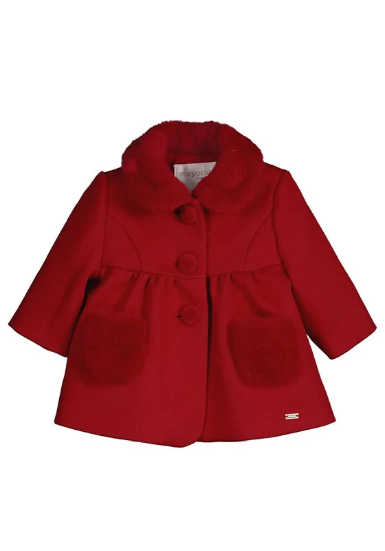 Mayoral Baby Girl Long Sleeve Dress Coat, Red