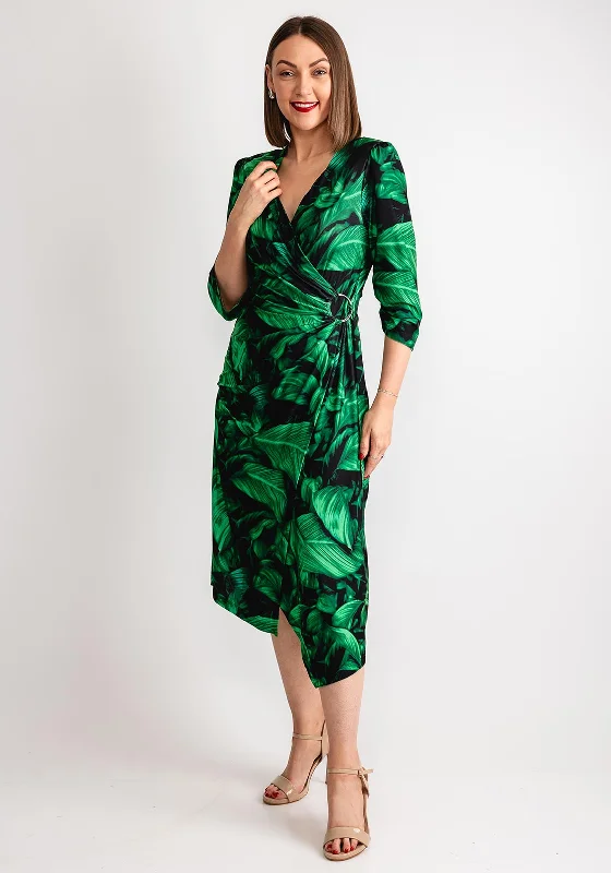 Coco Doll Gala Wrap Printed Midi Dress, Green