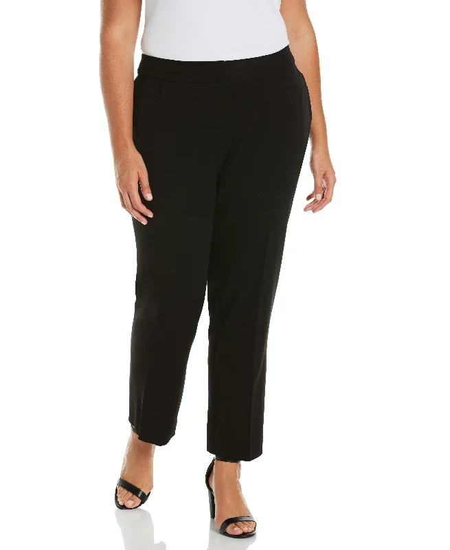 Plus Size Slim Leg Stretch Gabardine Pant - Curvy FitLarge women's waist-baring tops