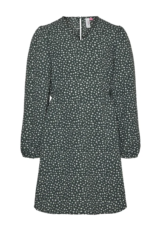 Vero Moda Girl Banny Long Sleeve Heart Dress, Balsam Green