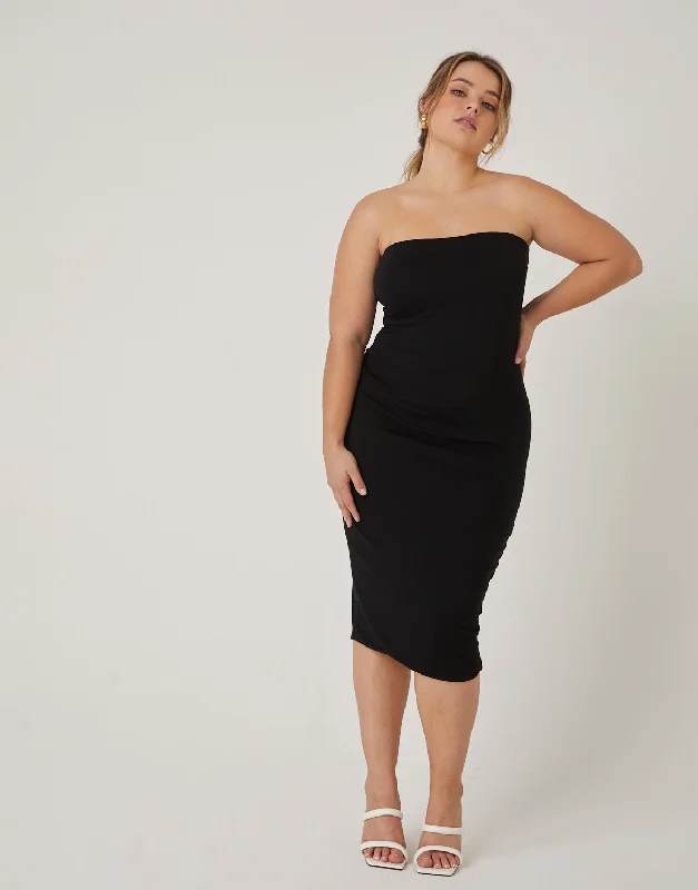 Plus Size Strapless Bodycon DressKnit Tee