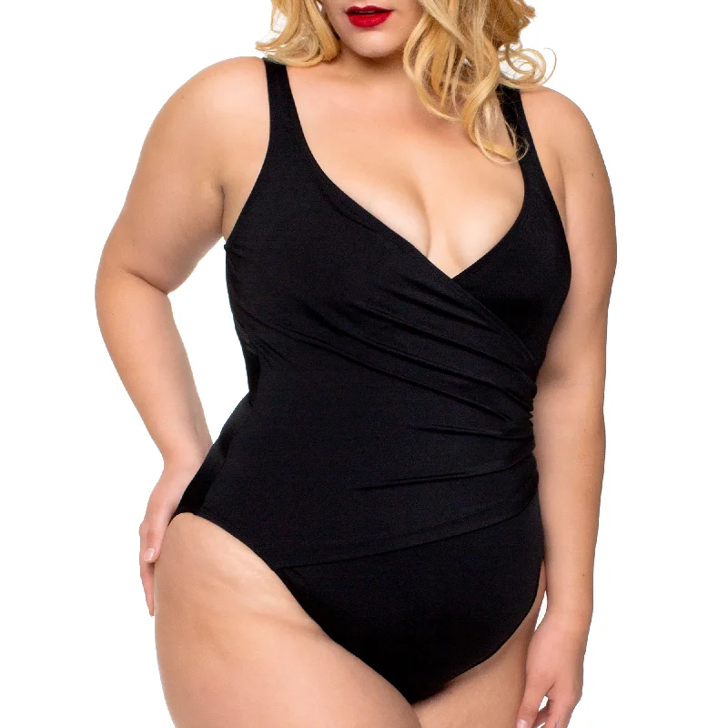 InstantFigure Plus Size Wrap One Piece Swimsuit 13443PCKnitted Tee