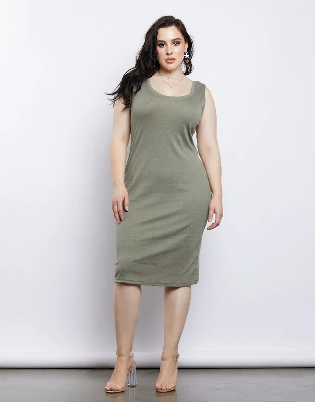 Plus Size California Girl Ribbed Tank DressWomen's home tops