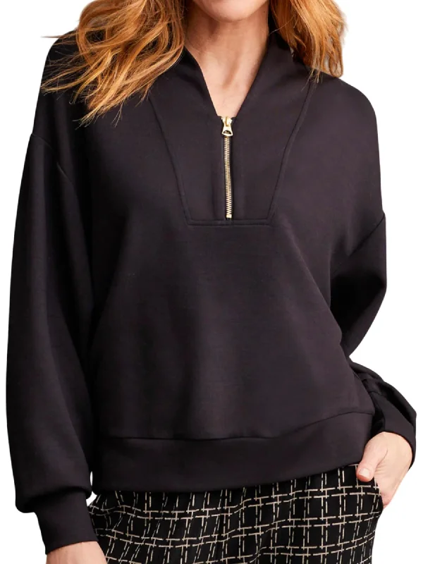 Dolman Top With Zipper In BlackRibbed Knit Tops