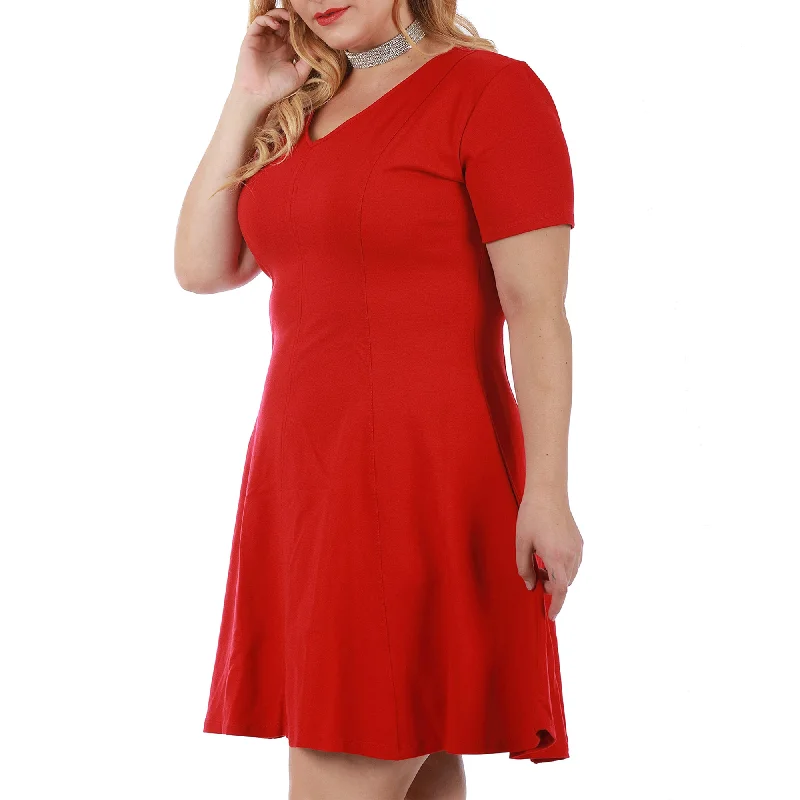 InstantFigure Curvy Plus Size Short V-neck Panel dress 16808MCKnitted Top