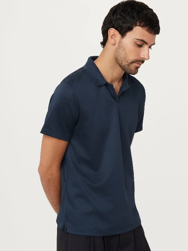 The Johnny Collar Polo in Midnight BlueSmart polo shirt