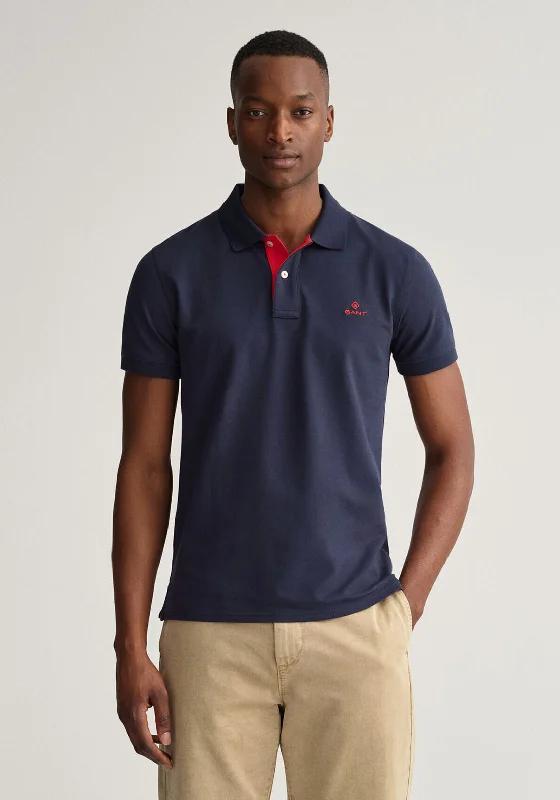 Gant Contrast Collar Pique Polo Shirt, Evening BlueOffice polo shirt