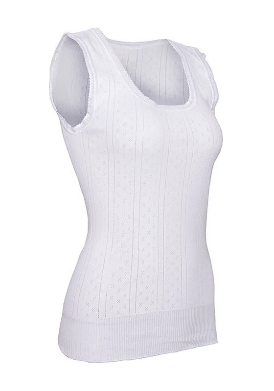 White Swan Sleeveless Cotton Vest, White