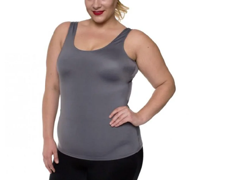 InstantFigure Curvy Plus Size Activewear Scoop Neck Tank Top WA40021CLarge women's cardigan tops