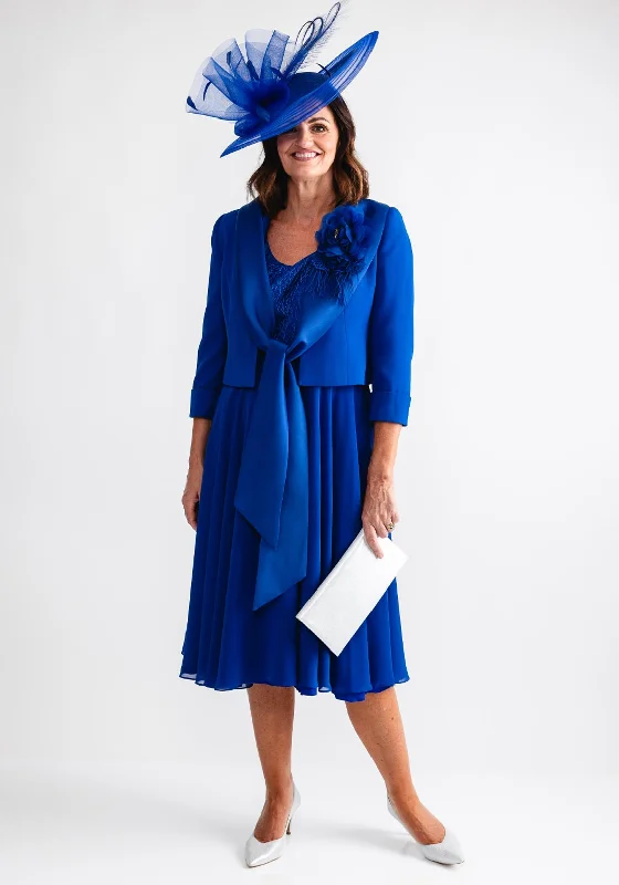 Ophelia Melita Chiffon Dress and Jacket, Royal Blue