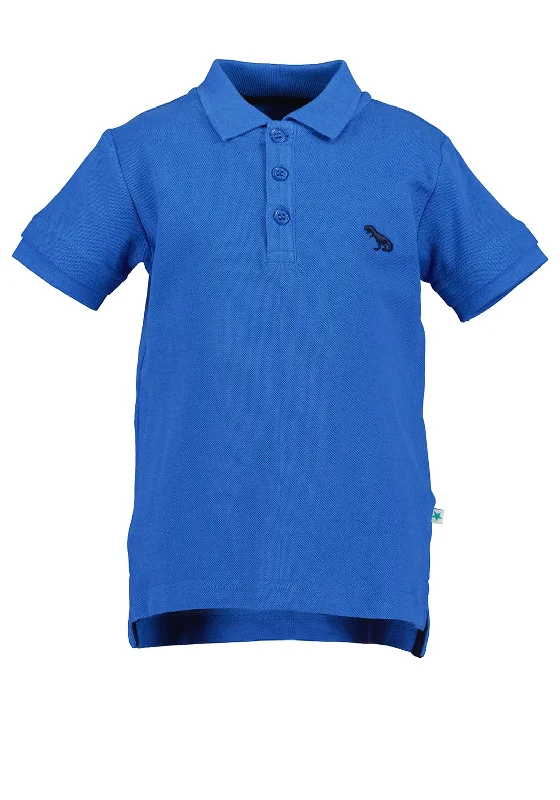 Blue Seven Boy Short Sleeve Dino Polo, BlueBold polo shirt