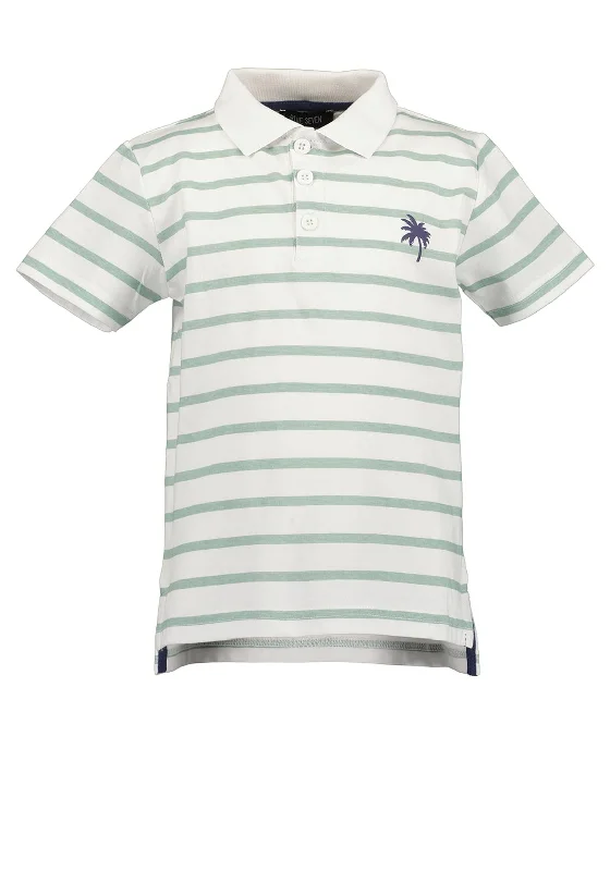 Blue Seven Boy Stripe Short Sleeve Polo, WhiteNeutral polo shirt