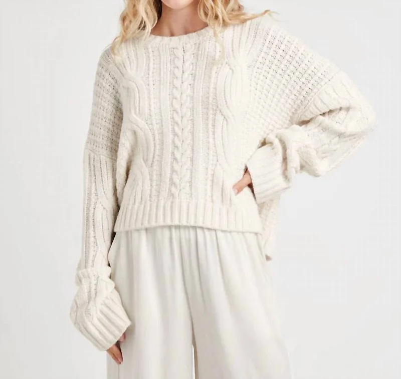 Cecilia Cashblend Sweater In SnowCrewneck Knit Tops