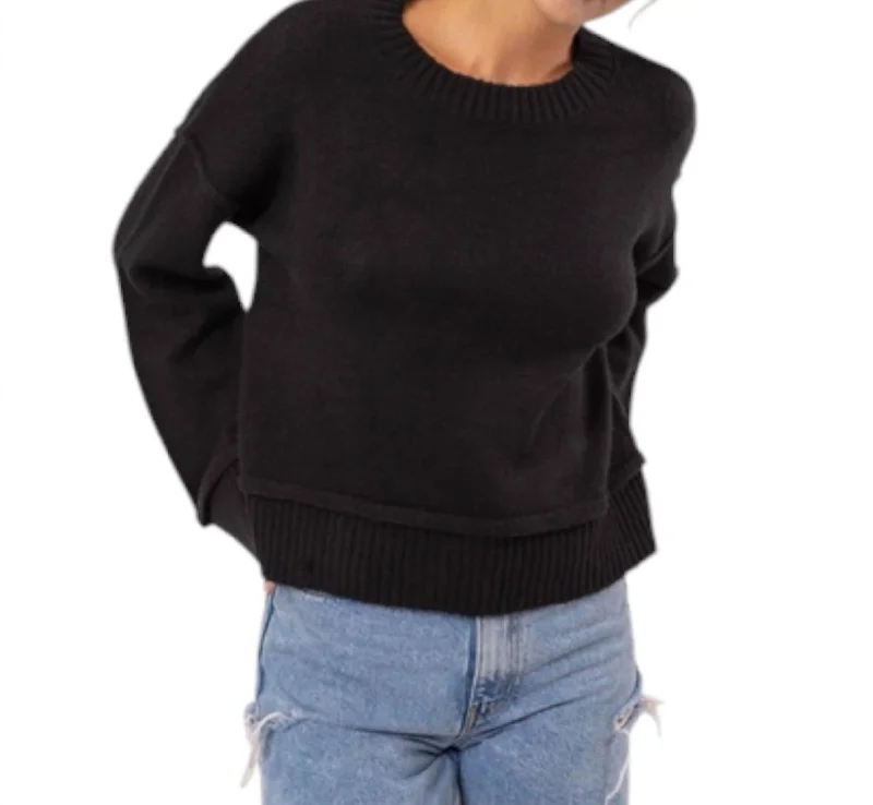 Oversized Sweater In BlackAsymmetrical Knit Tops