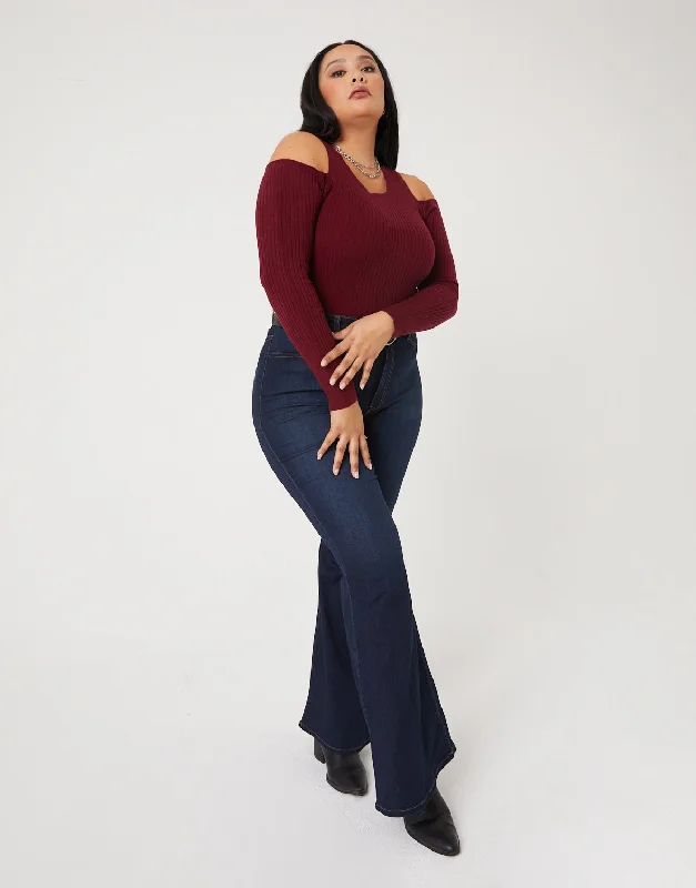 Plus Size Radiant Flare JeansLarge women's anti-static tops