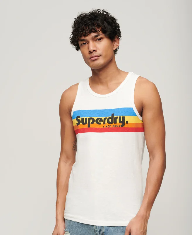 Cali Striped Logo Vest | Ecru Slub