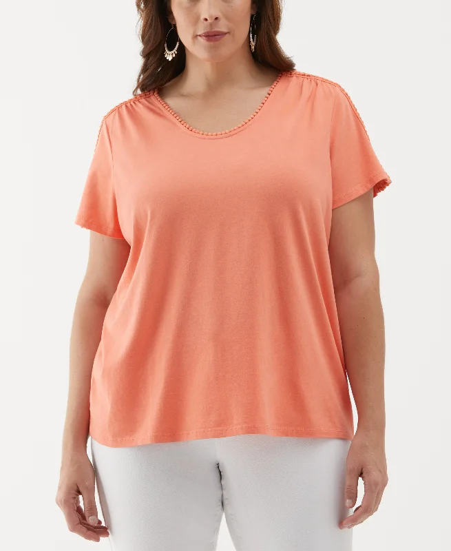 Plus Size Dot Trim TeeWomen's travel tops