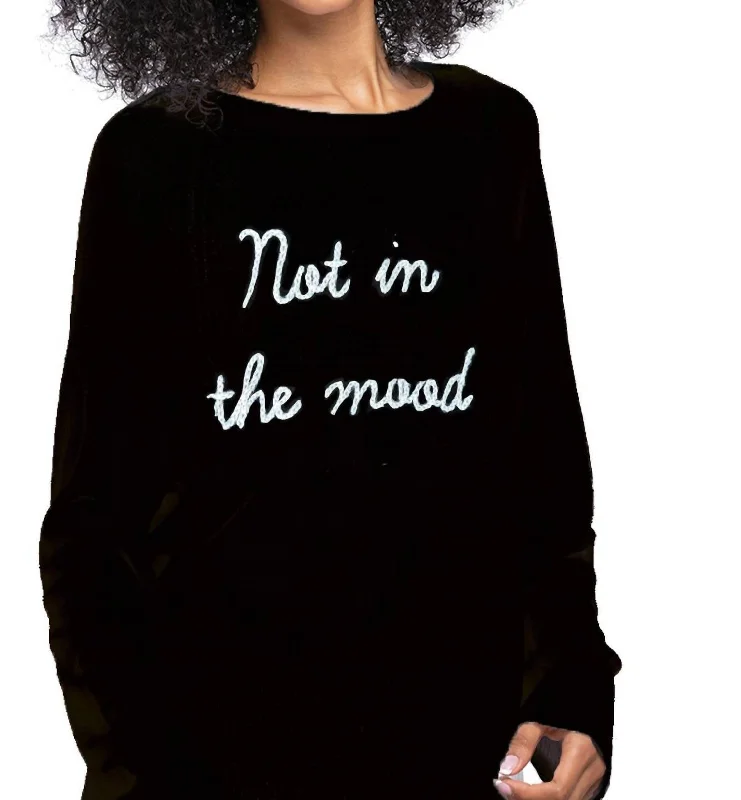 Not In The Mood Embroidered Sweater In BlackTurtleneck Knit Tops