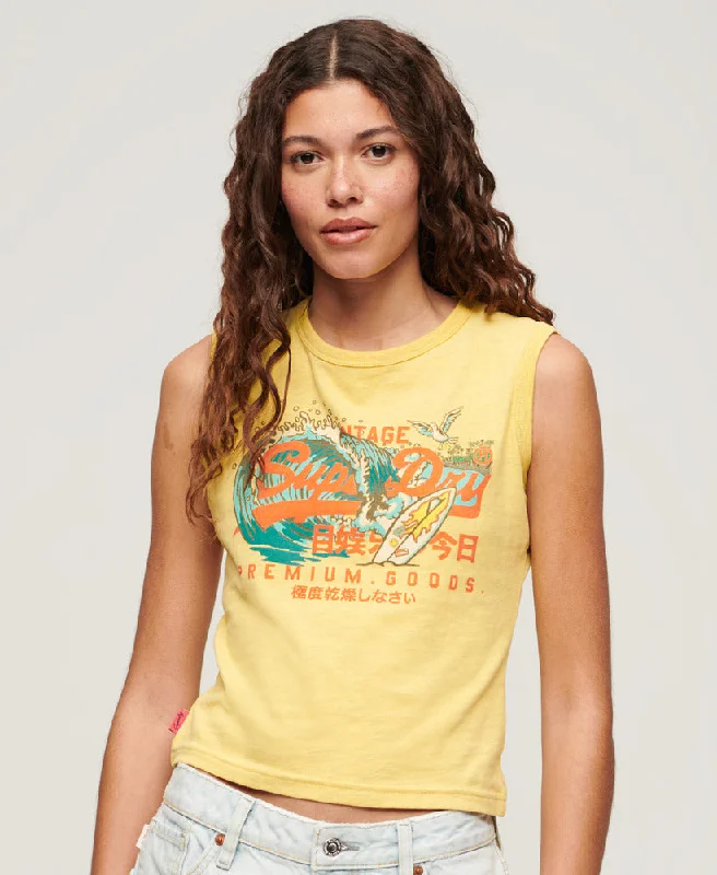 La Vintage Logo Graphic Slim Vest Top | Sun Yellow Marle