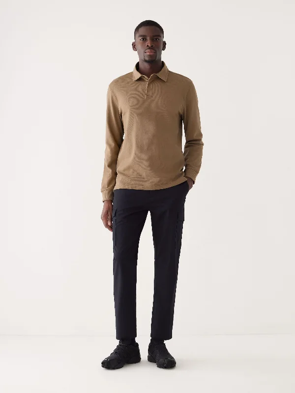 The Long Sleeve Rugby Polo in UmberButton-up polo shirt