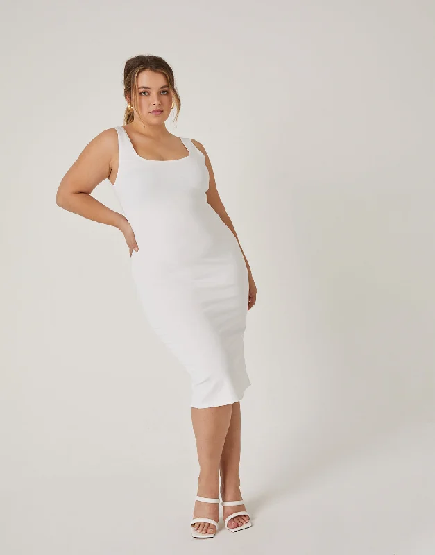 Plus Size Back Slit Bodycon DressWomen's spring tops